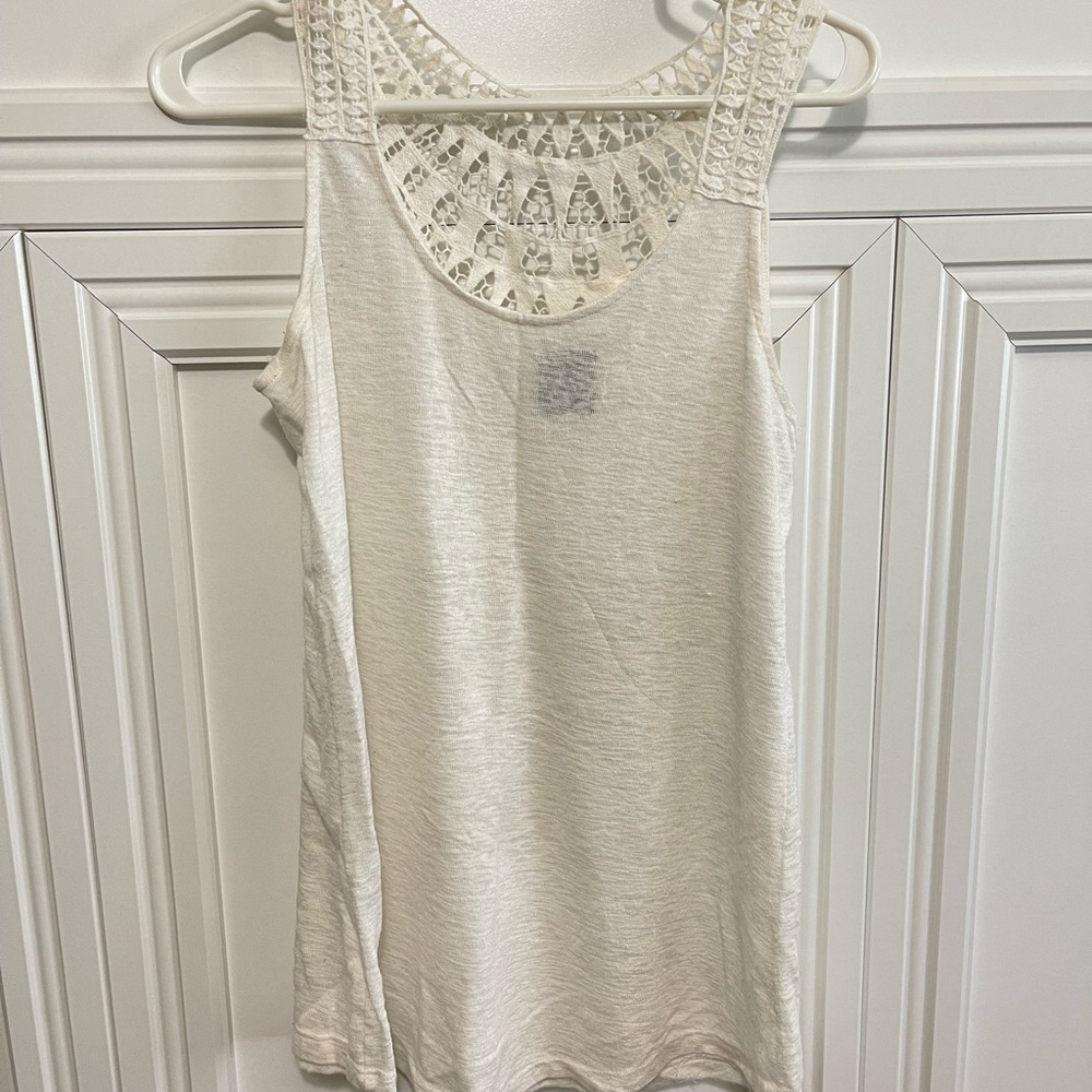 Cream / Ivory Bobeau Crotchet Tank Top Large